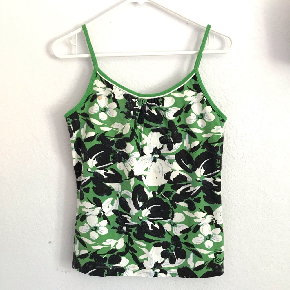 Fila L green floral athletic tank